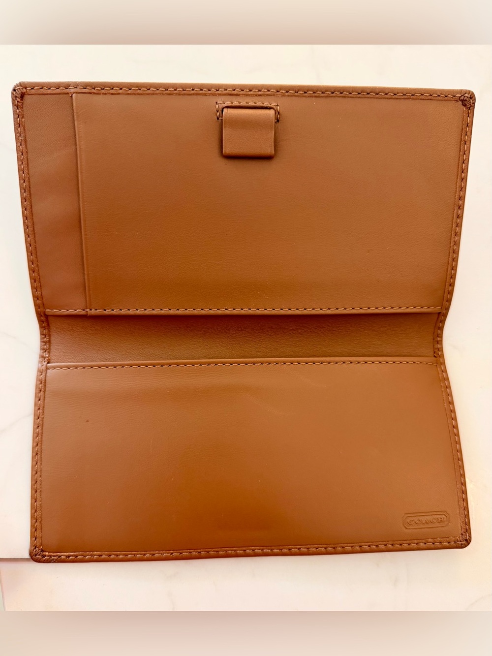 Coach Vintage Brown Leather Checkbook Bifold Wallet